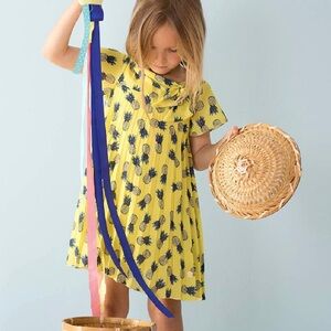 Girls Toddler 4T Pili Carrera Pleated Pineapple Print Dress